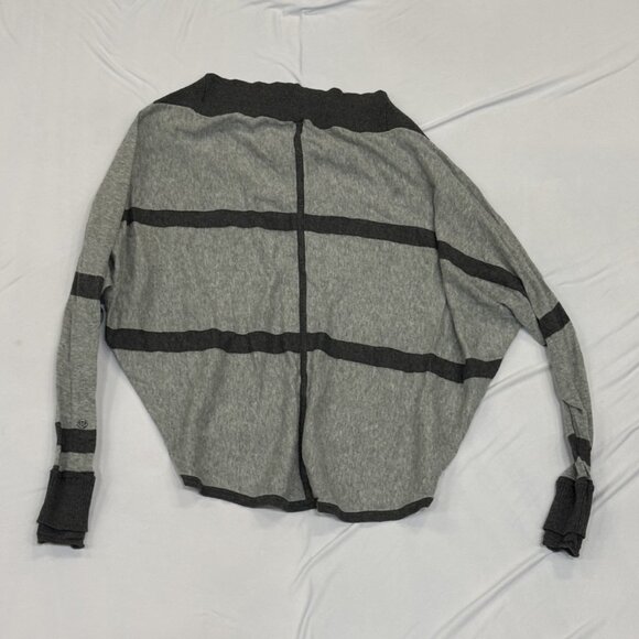 Lululemon Button-Back Lightweight Sweater – Gray/Black Stripe – Size 6 - Picture 2 of 2